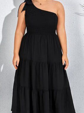 Kim Curvy 18W One Shoulder Black Dress